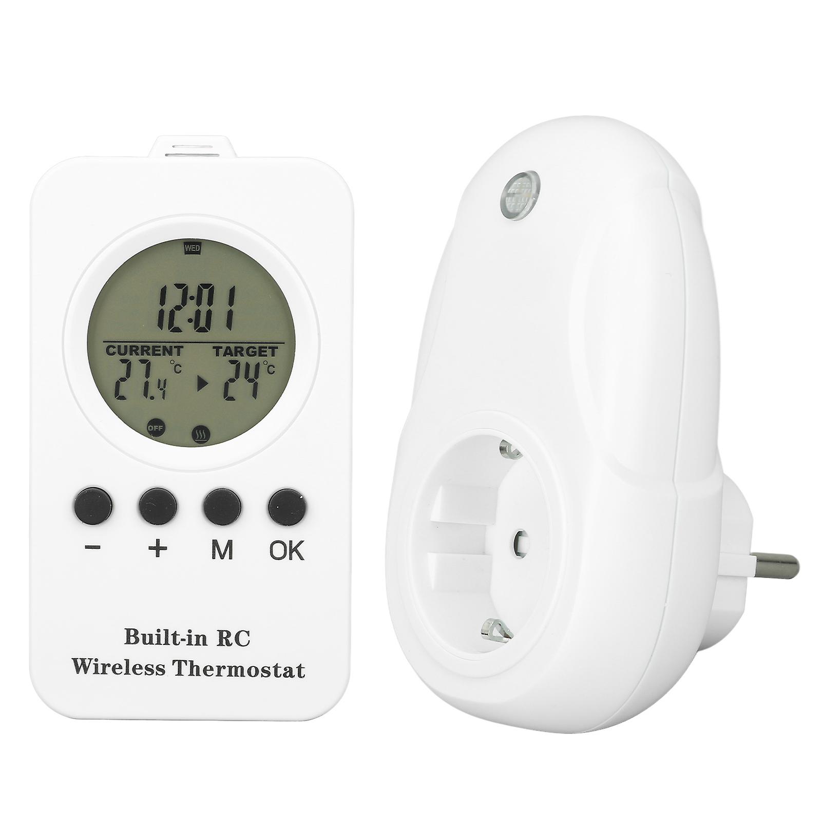 Thermostat sans fil enfichable, télécommande LCD, affichage numérique, contrôleur de température avec capteur de température