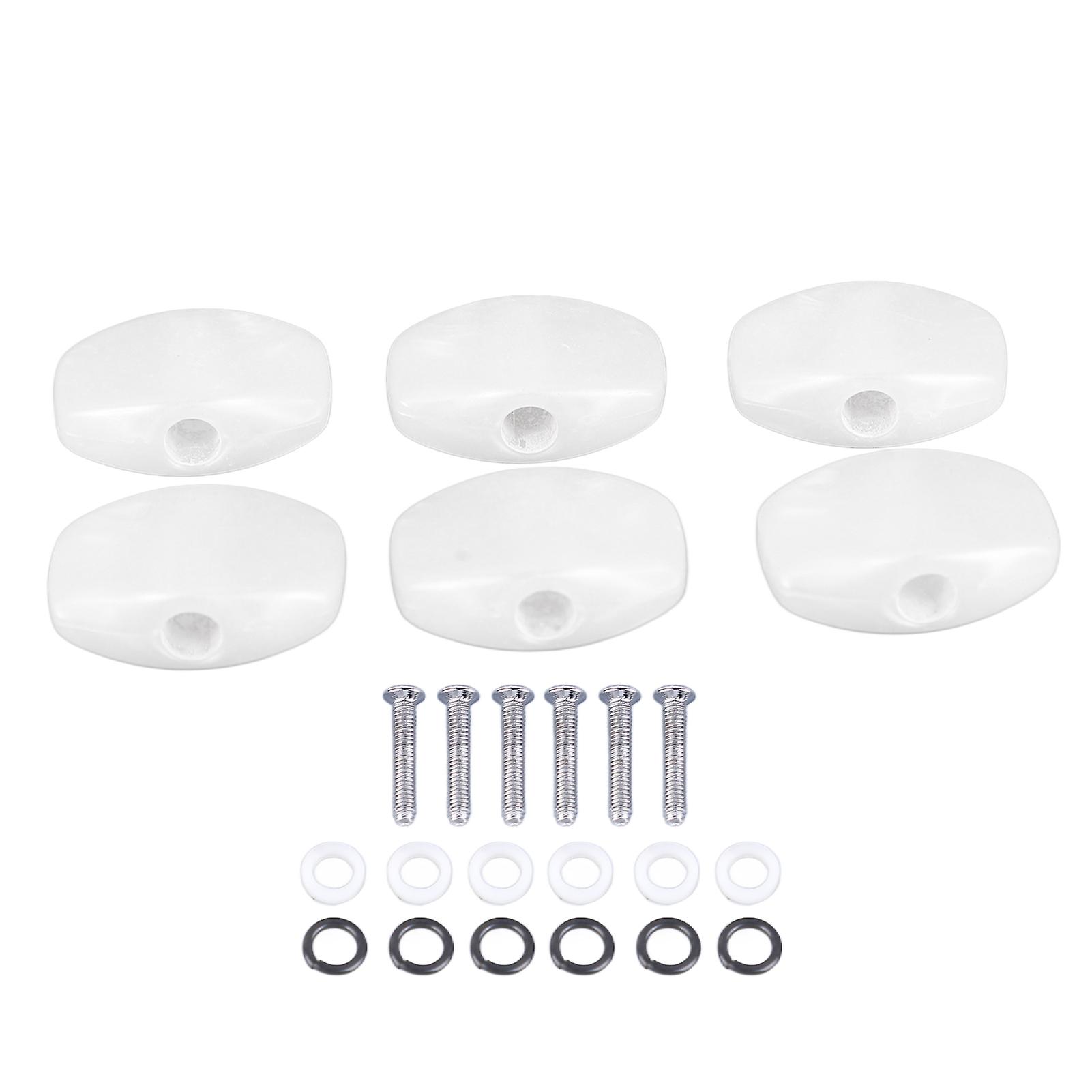 Lot de 6 boutons d'accordage en plastique pour guitare acoustique et électrique, prise confortable, blanc