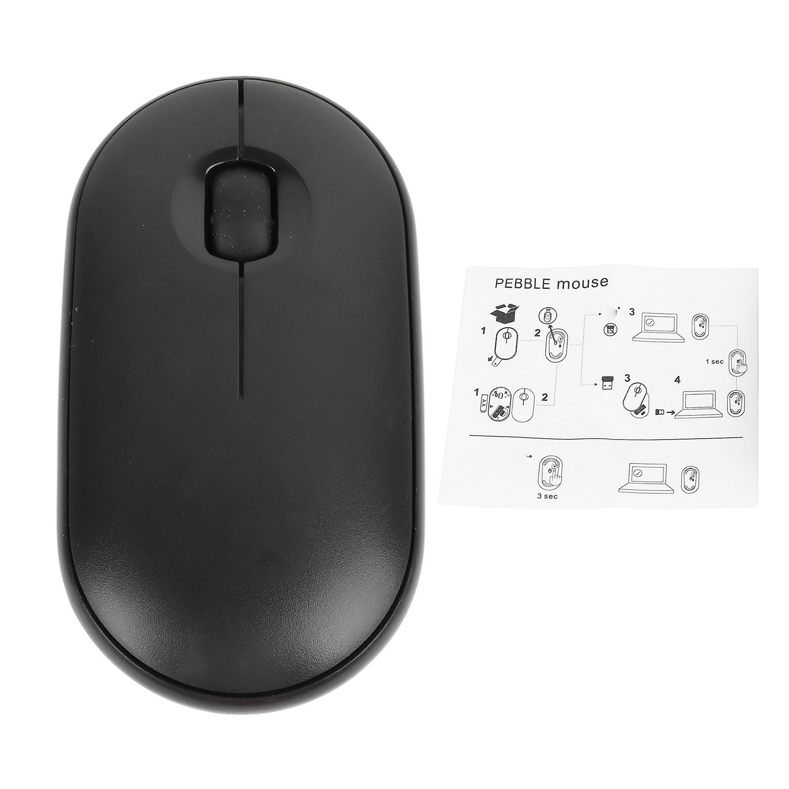 Wireless Silent Mouse Black BT USB Receiver Slim Light Office Mouse for Home School