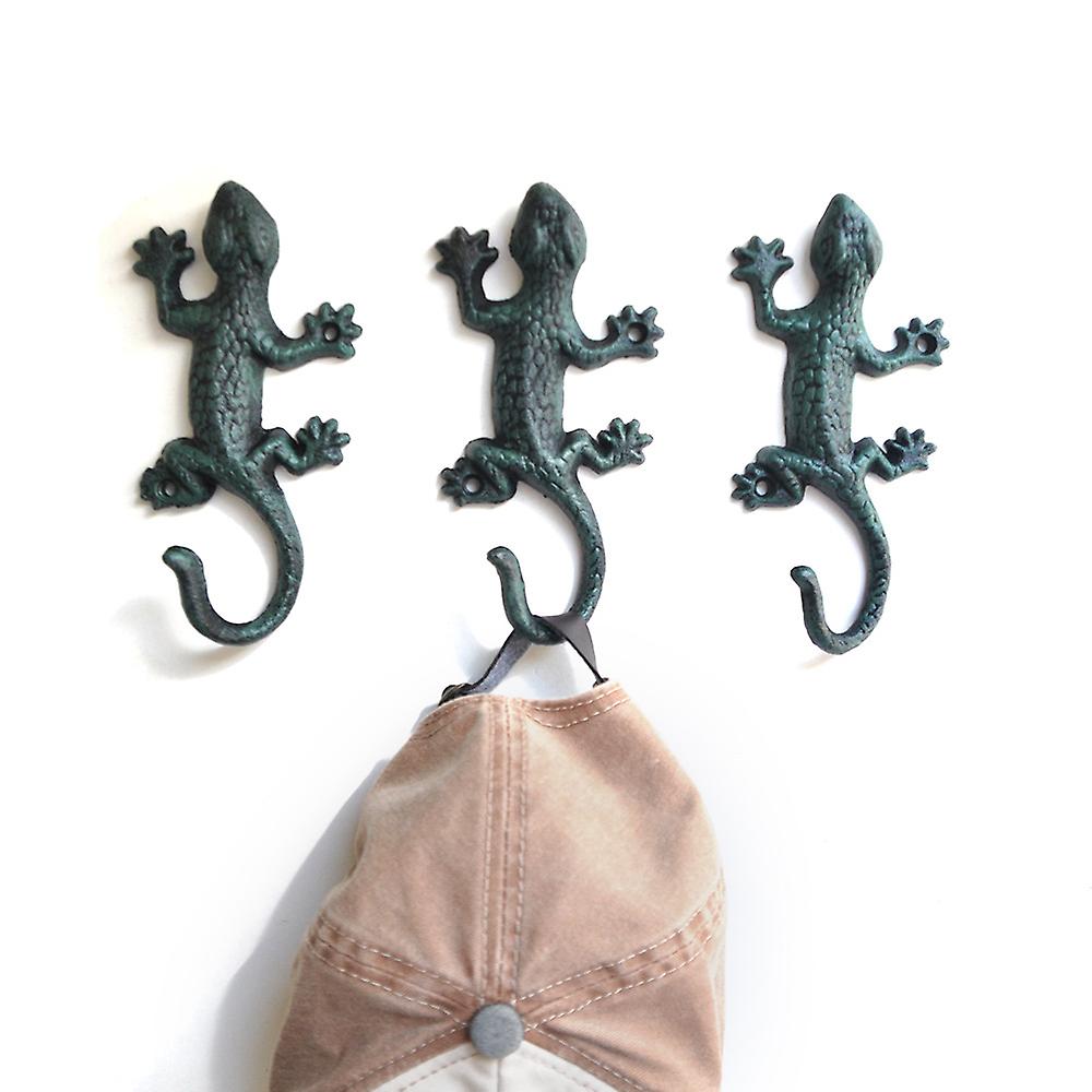 Gecko Coat Hooks Wall Coat Hooks, 17cm Vintage Metal Wall Hooks Set of 3 Hooks Coat Rack