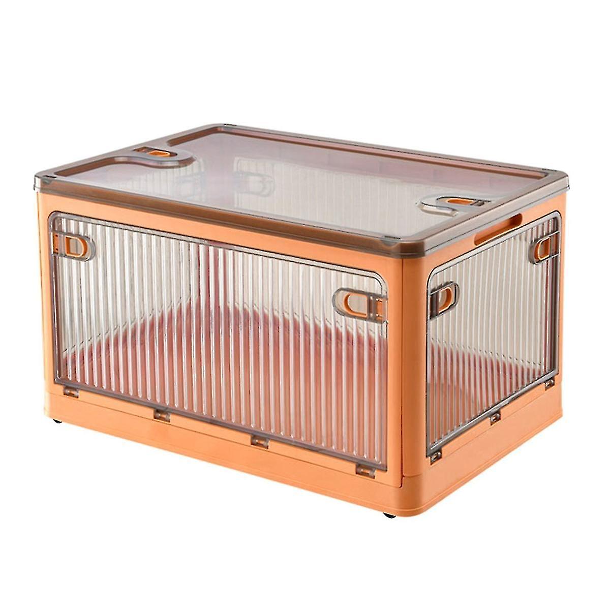 Collapsible Storage Bins With Clear Doors Foldable Stackable Storage Bins With Lids Wheels & Doors Trunk Organizer A