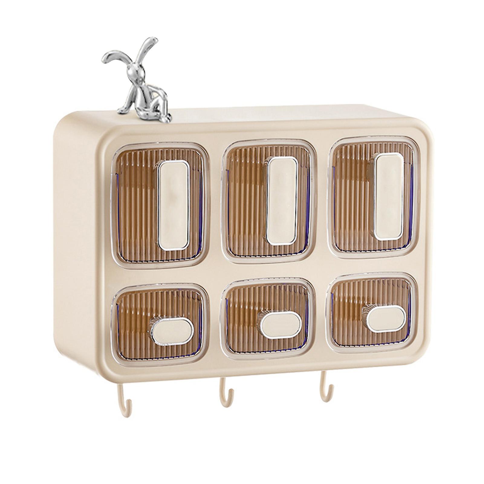 Wall Mounted Seasoning Box with Hooks Multifunctional Dustproof Storage Box Kitchen Supplies