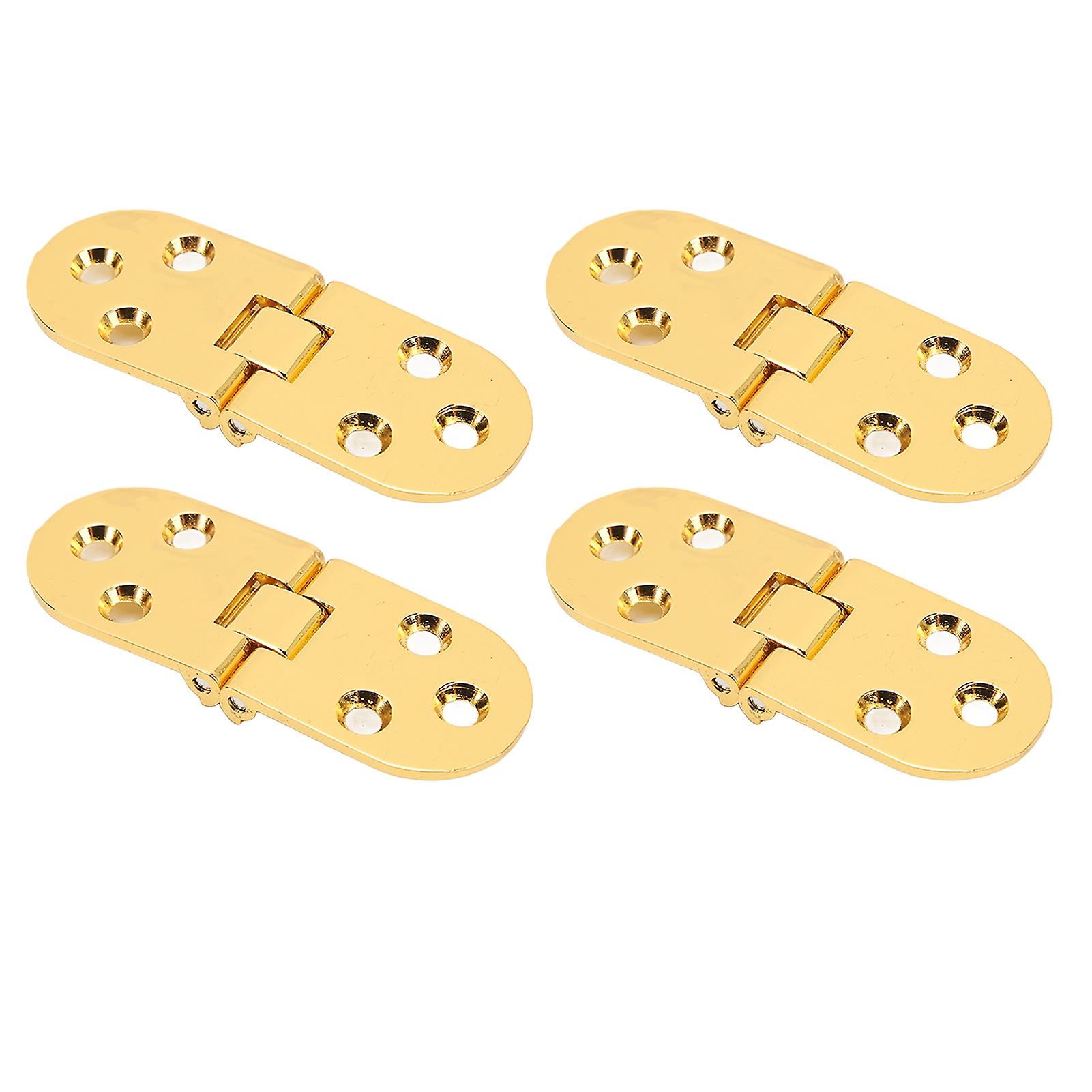 4 Sets 180 Degree Flap Hinge 0.09in Thickness Metal Folding Flip Top Hinge for Folding Table Sewing Machine Bright Gold 