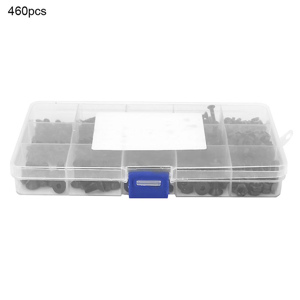 460pcs M3 M4 M5 Black Grade 10.9 Hex Socket Head Flat Countersunk Screw Nut Set