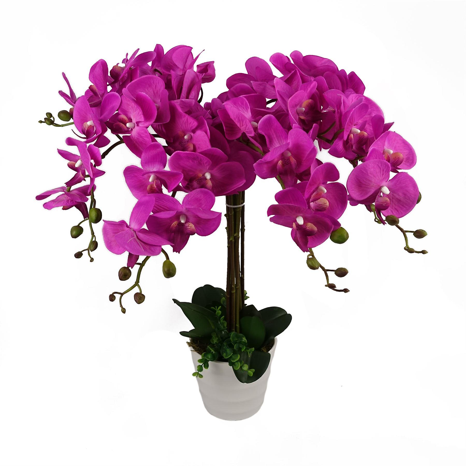 85cm Artificial Deluxe Bush Orchid Dark Pink