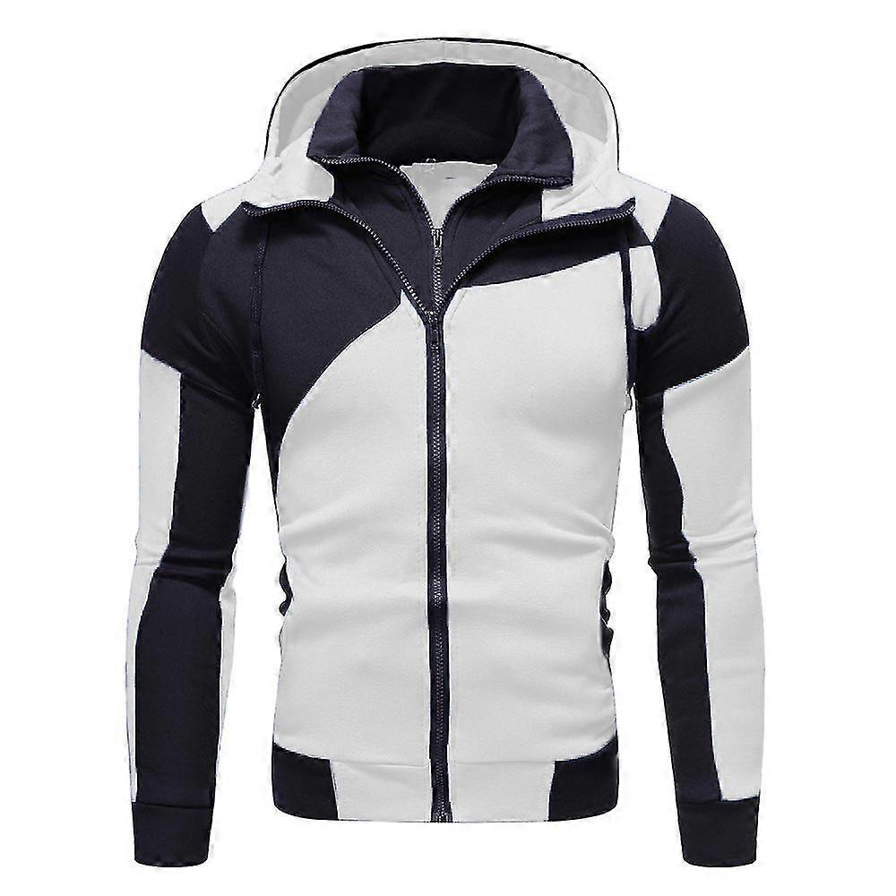 Cor masculina bloqueando dupla zip com capuz cardigan slim fit moleto