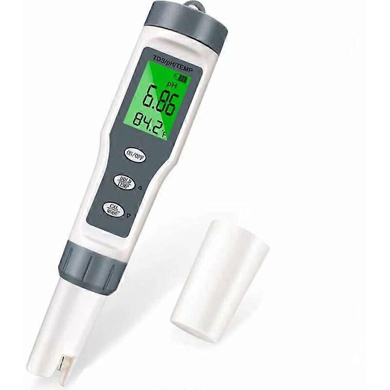 PH-Messgerät-Tester, 3-in-1-elektronischer PH-Tester für Schwimmbäder, TDS-Temperaturmessgerät, Wasserqualitätstester mit LCD-Display und Lesegenauigkeit