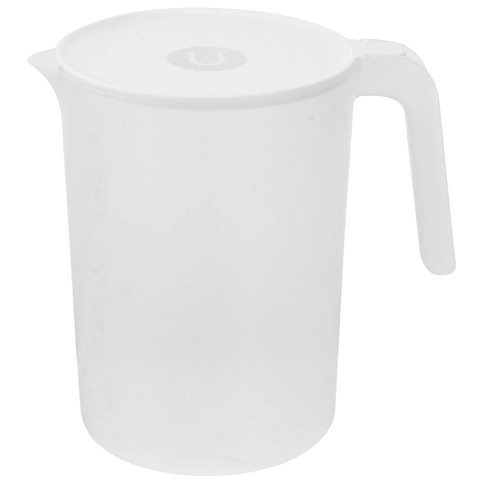1Pc 2000ML Plastic Beverage Kettle Heat Resistant Cold Water Jug Juice Pitcher with Handle(Beige)