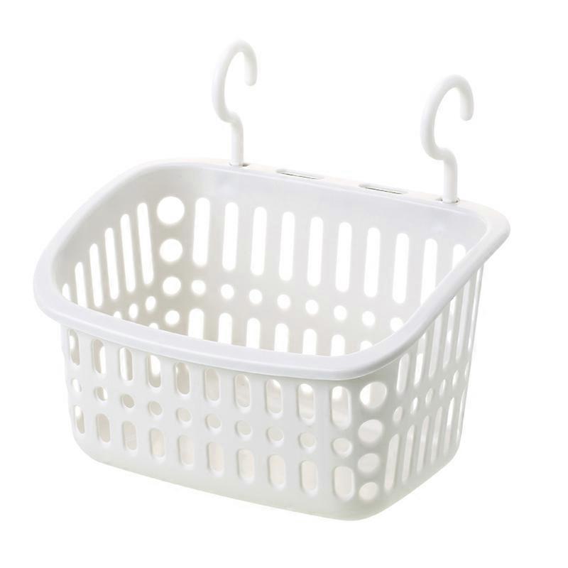 Gray and white household hook storage basket