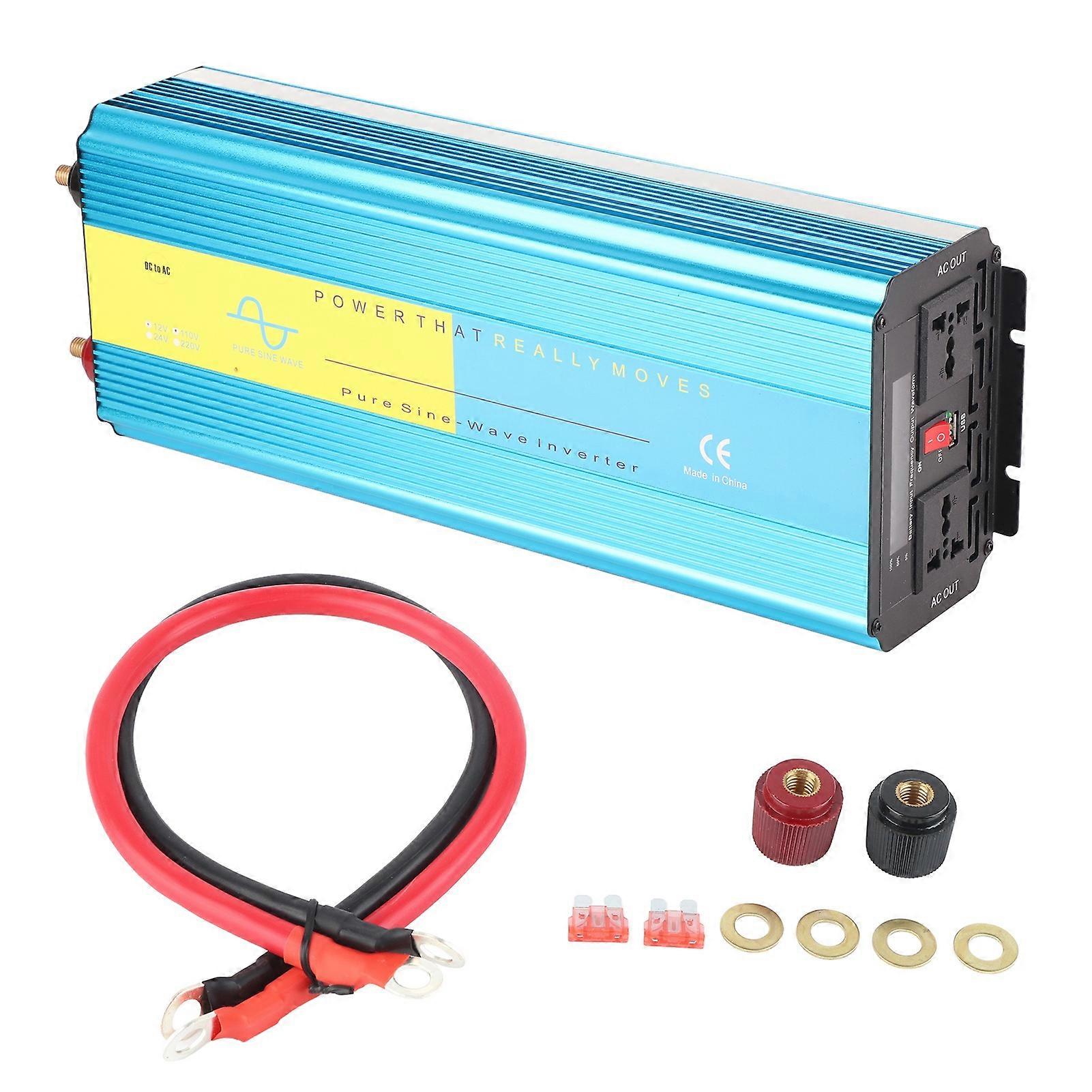 12V to 110V Power Converter 5000W LCD Pure Sine Wave Inverter for Tourism Vacation Emergencies E2U611