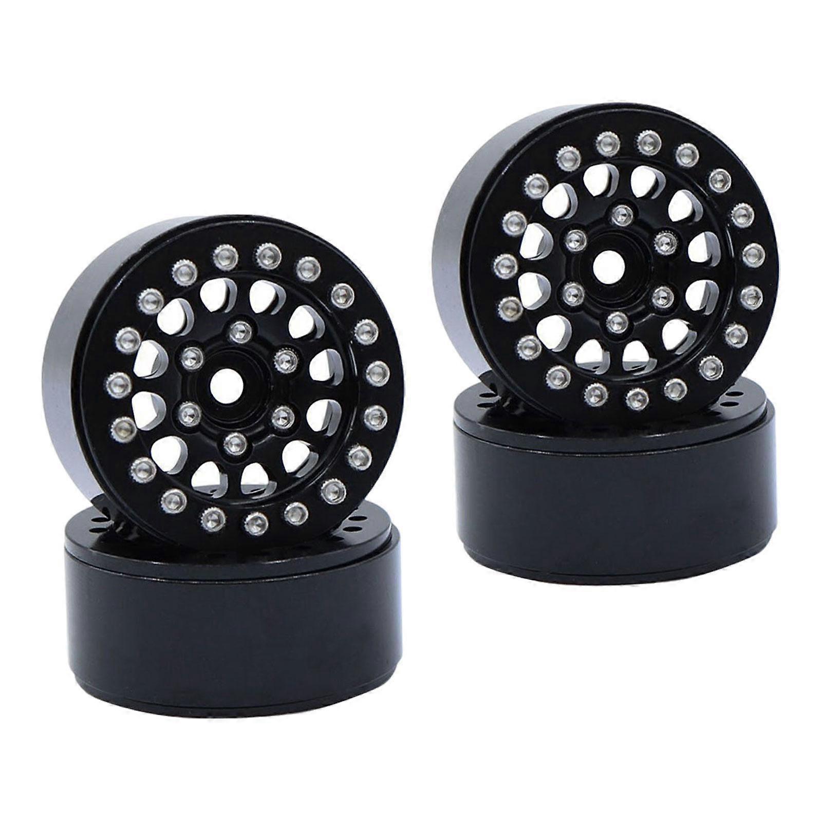 4x Kovov rfiky kolies Beadlock RC nboj kolesa pre vozidl SCX24 1:24 1:18 Mierka ierna