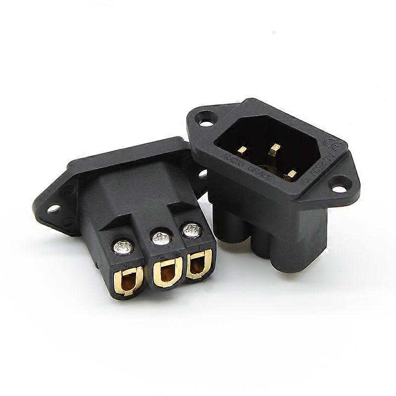 2PCS Pure Copper 24K Gold Plated IEC AC Inlet socket, Screw locking FI-06