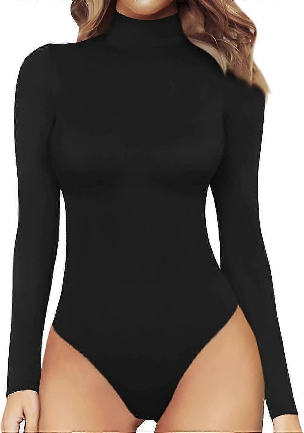 Női Mock Turtle Nyak hosszú ujjú felsők Bodysuit jumpsuit