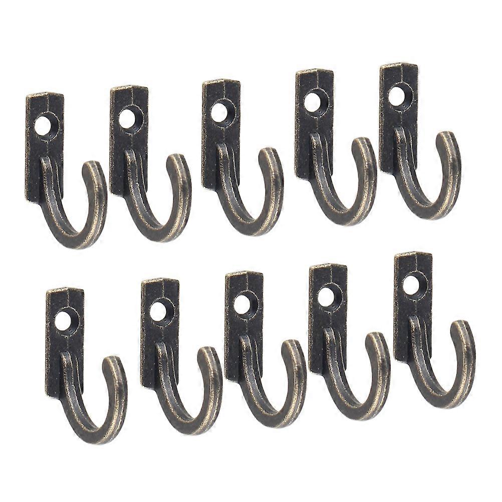 10PCS Single Prong Hook Mini Size Wall Mounted Retro Cloth Hanger for Coats Hats Towels Keys(Bronze)