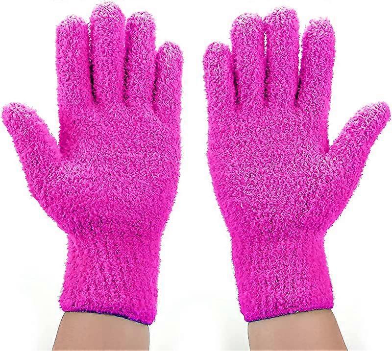 1 Pairs Microfiber Dusting Gloves Flexible and Convenient Dust Gloverose red