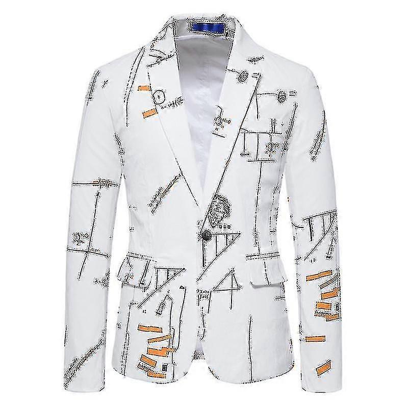 Erkek Takım Elbise Ceketleri, Baskılı Tek Düğmeli Blazers Spor Montlar
