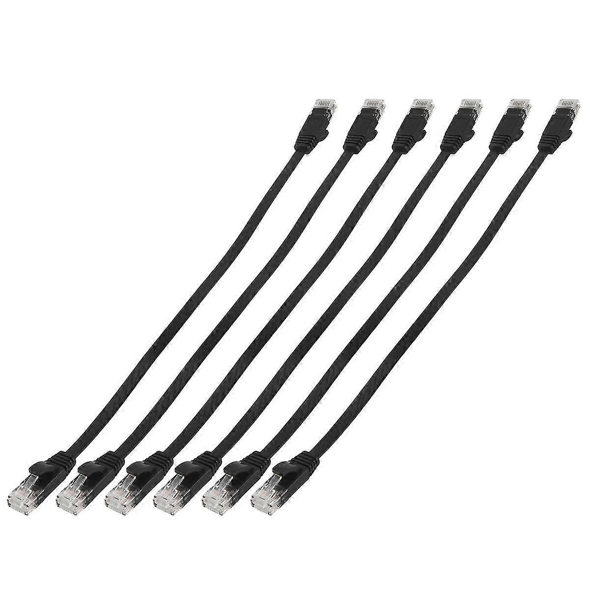 6 pcs 1 ft Flat Internet Network Cable Solid Cat6 High Speed Patch LAN wire with Snagless Rj45 Connectors