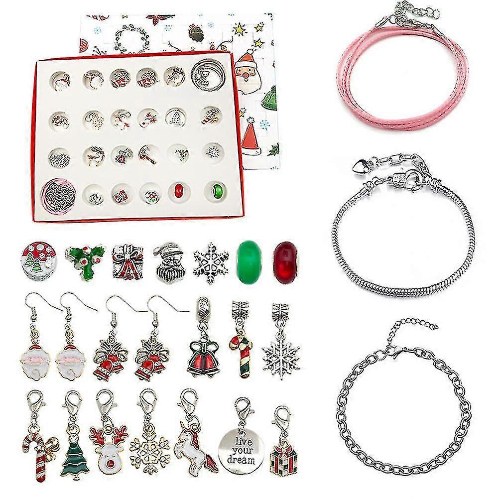 24 Days Christmas Countdown Advent Calendar Set For Kids Xmas Gifts Charm Bracelet Making Kit Set