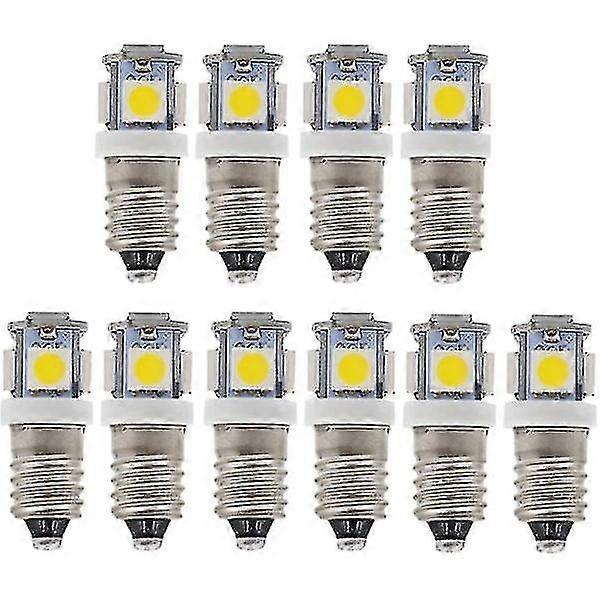 10 St E10 6v Led-lampor 5smd 0,5w 50lm-lampacool White
