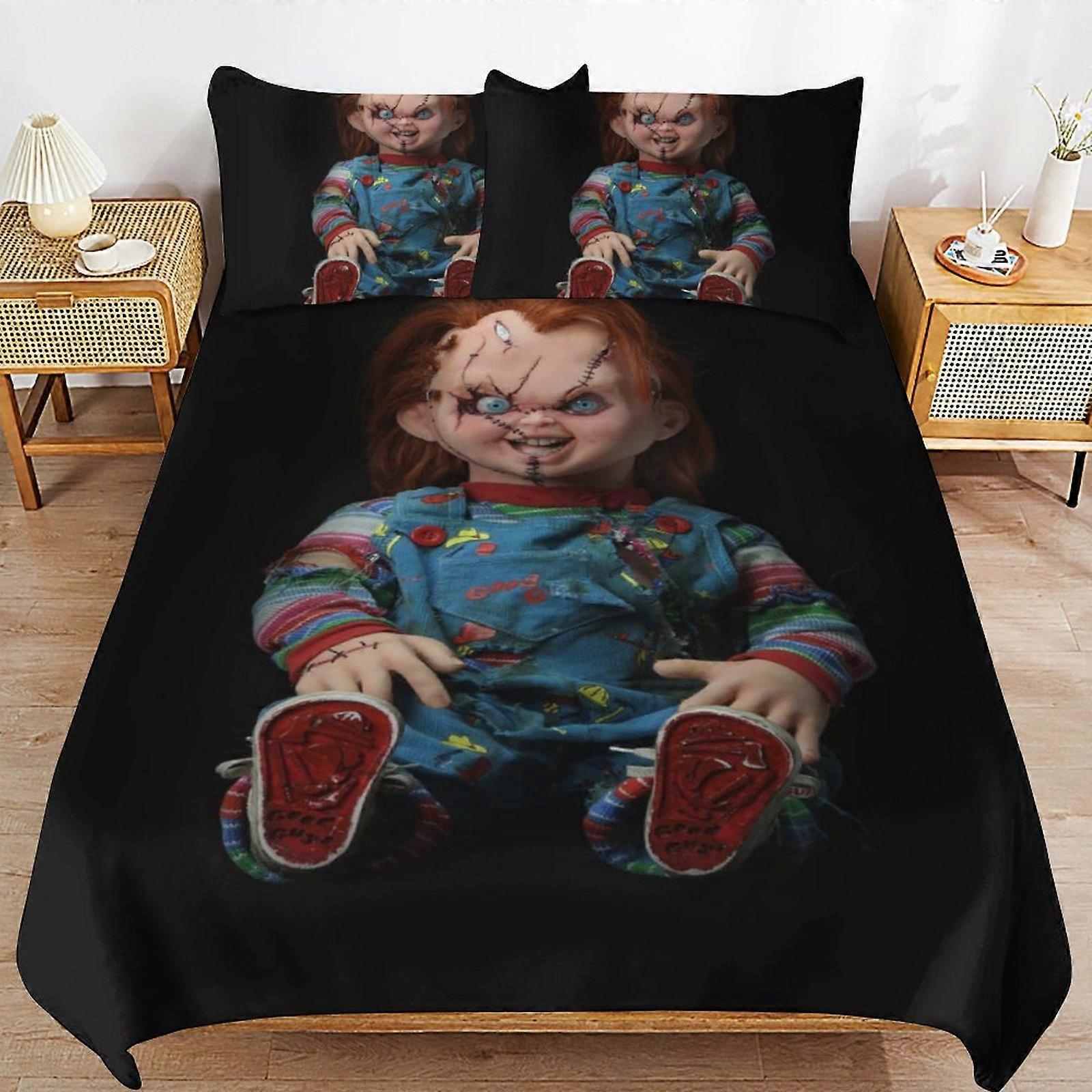 c408 Νύφη του Chucky κλινοσκεπάσματα Σετ Παπλωματοθήκη Άνετο και ελαφρύ κρεβάτι κινουμένων σχεδίων 3 κομμάτι κρεβάτι Σετ δύο μονά (1 παπλωματοθήκη και 2 μαξιλαροθήκη) hn991