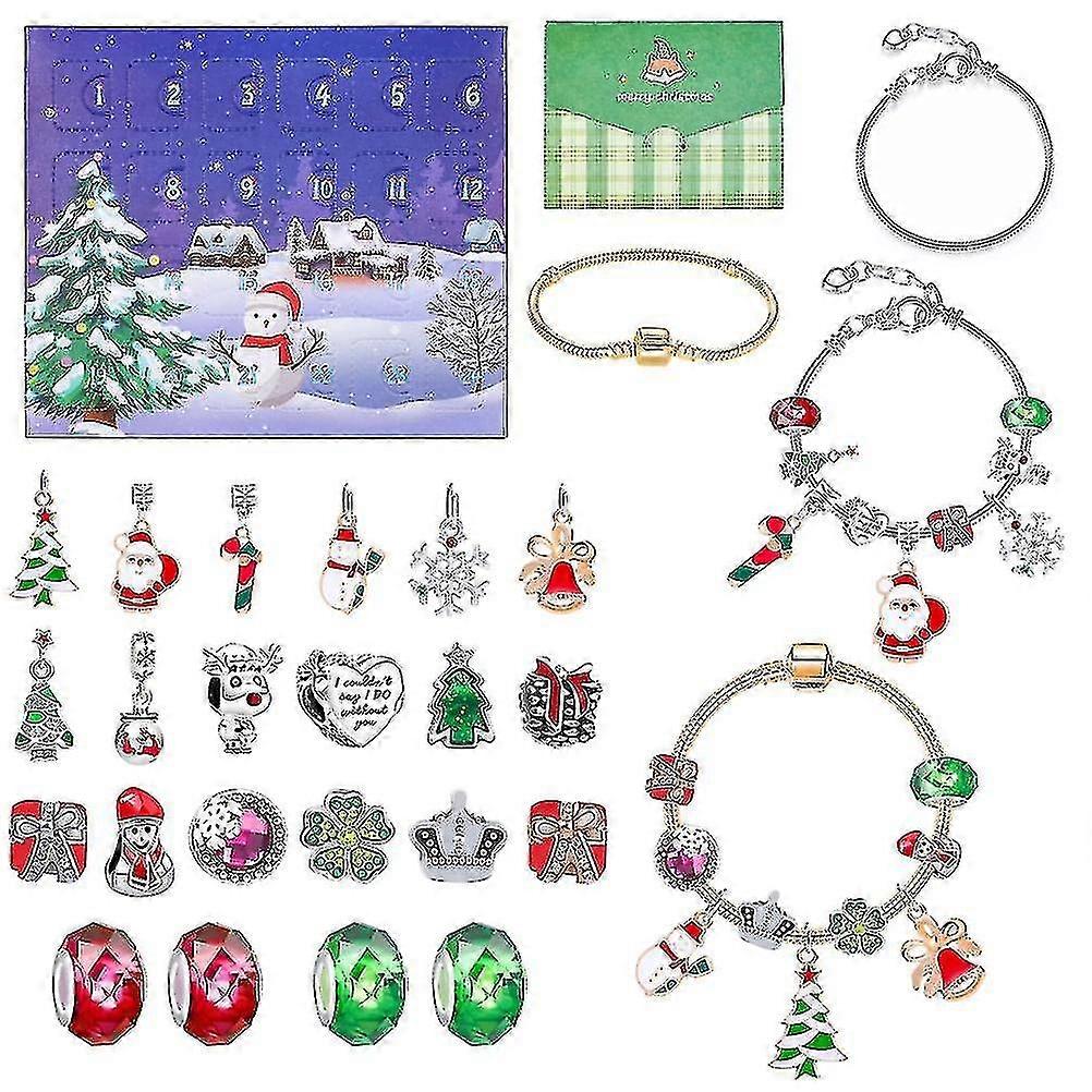 Advent 2023 For Girls, Xmas Countdown Calendar, 24 Bracelet Set