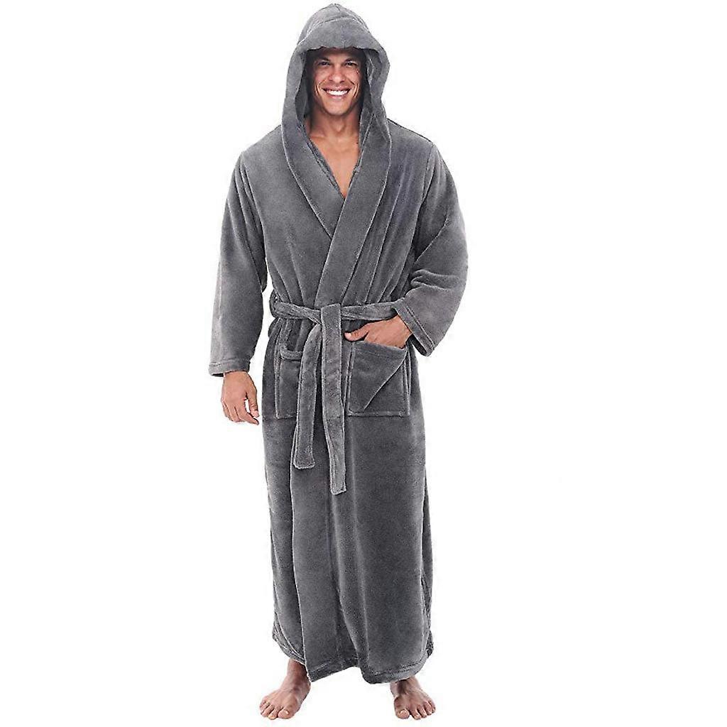 Heren Fleece Badjas met Capuchon - Pluche Lange Badjassen