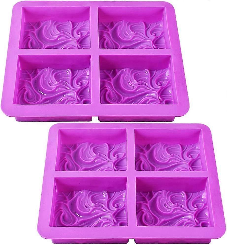 2 Pack Silicone Soap Molds, 4 Cavities Handmade Vivid Wave Pattern for Milk Soap (100ml Cavities),2024 Ping