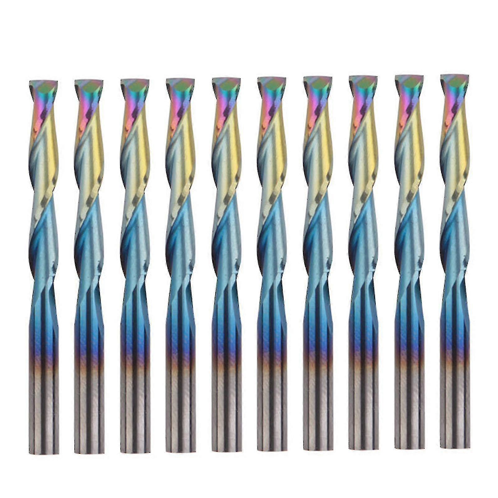 10pcs 3.175mm Round Shank Flat Head Milling Cutter High Hardness High Work Efficiency Widely Used Spiral Cnc Router Bit For Woodworking Qinhai With Ed