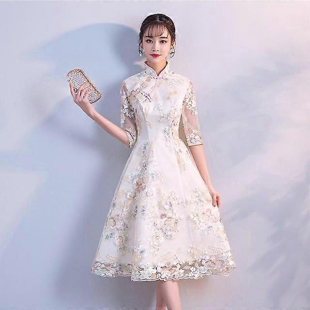 does a formal dress have to be floor length Illusion Neck & Sleeve Modern Cheongsam Chinese Style Pencil Dress –  IDREAMMART
