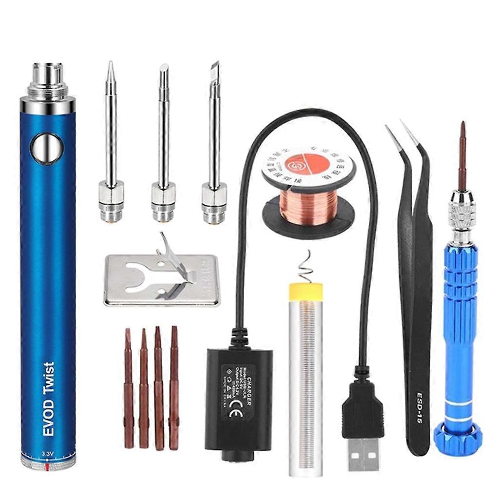 Soldering Iron Kit, Wireless Rechargeable Welding Tools with Timeout Protect Function, Welding Repair Tool with 3 Bits, Bracket, Solder Wires, Tweezer