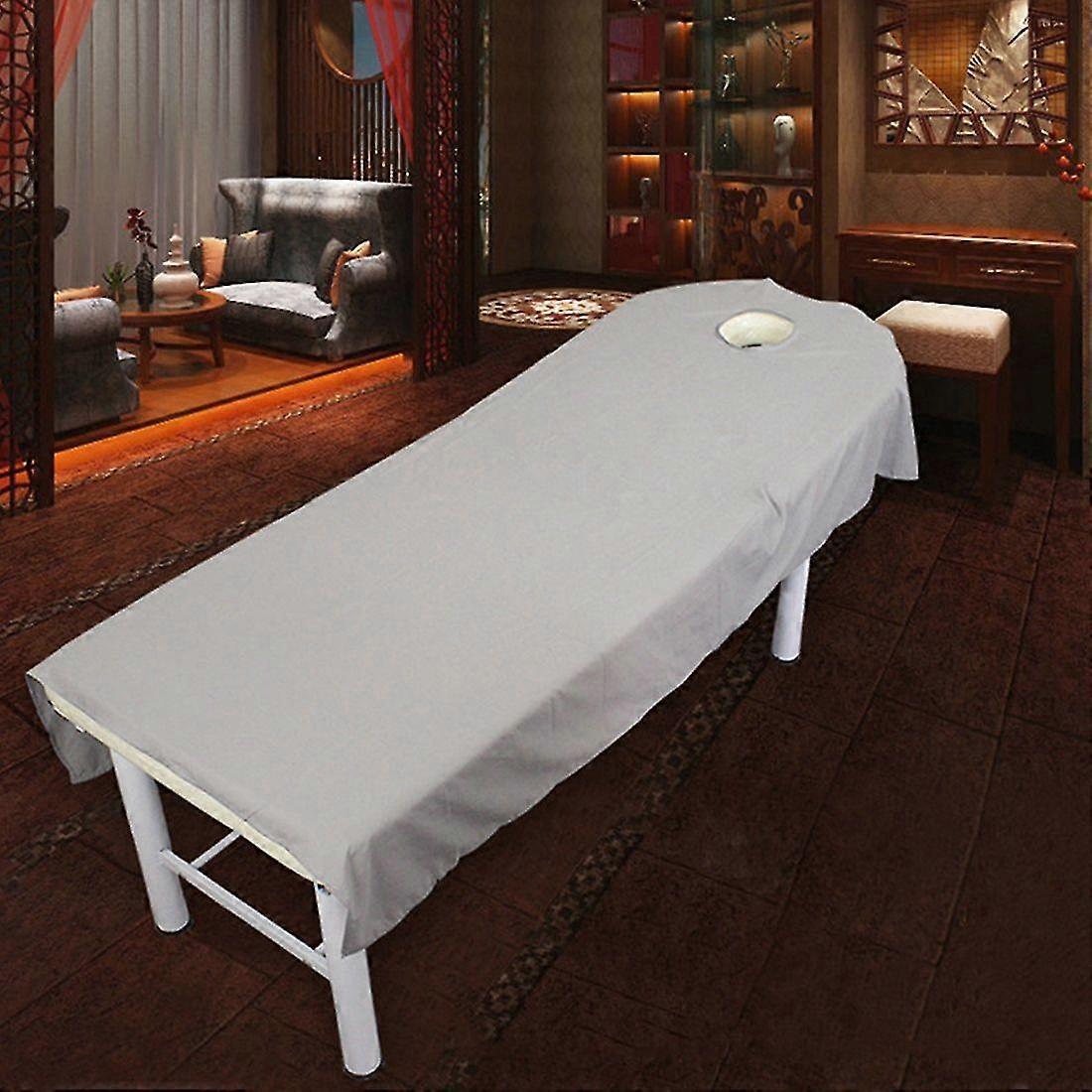 Gray 75 X 190cm Super Soft Scrub Beauty Bed Plain Hole Massage Sheets