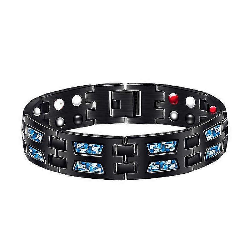 Carbon Blue Titanium Magnetic Therapy Bracelet
