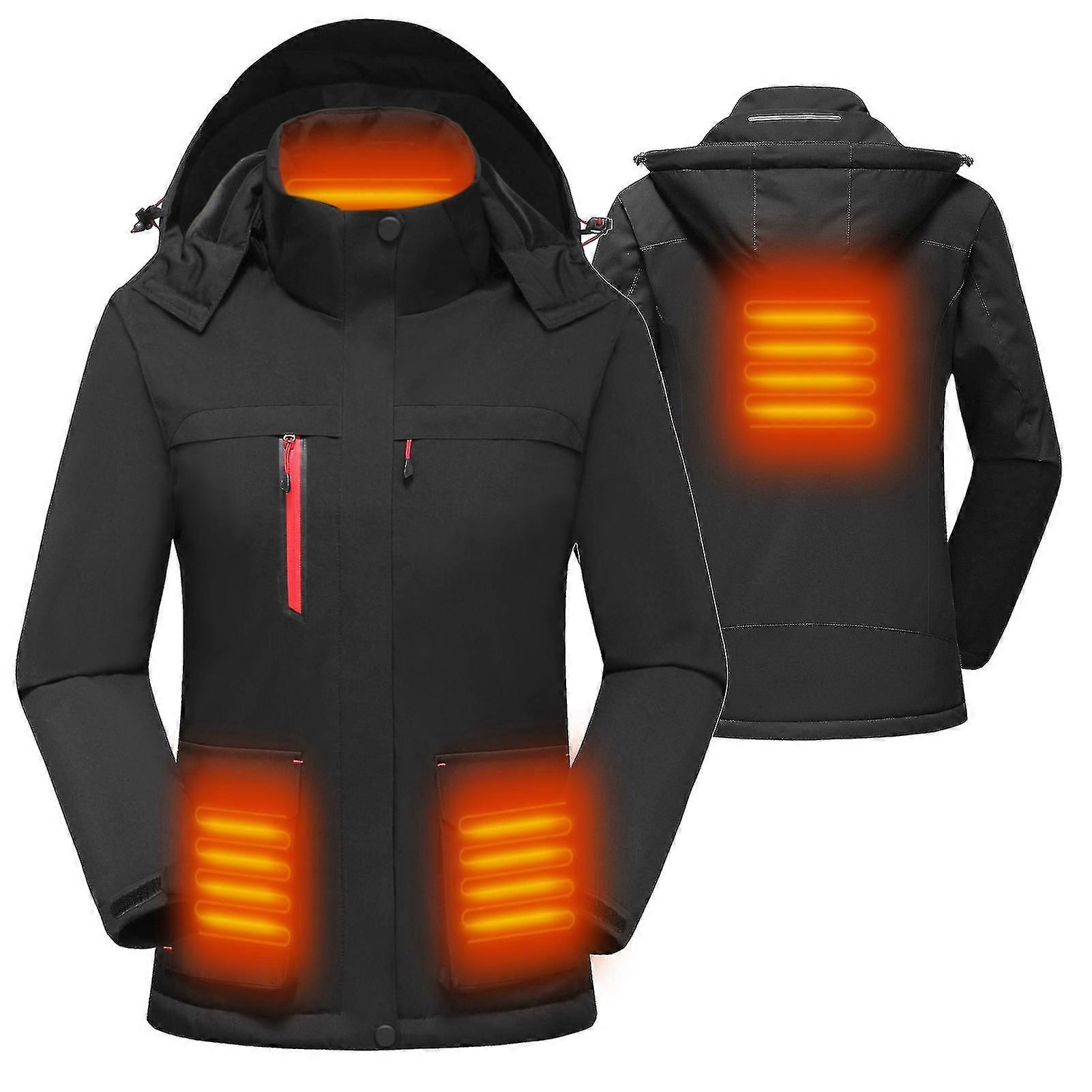 Women Heated Jacket With Detachable Hood Winter Warm Heating Jacket Coat Clothing