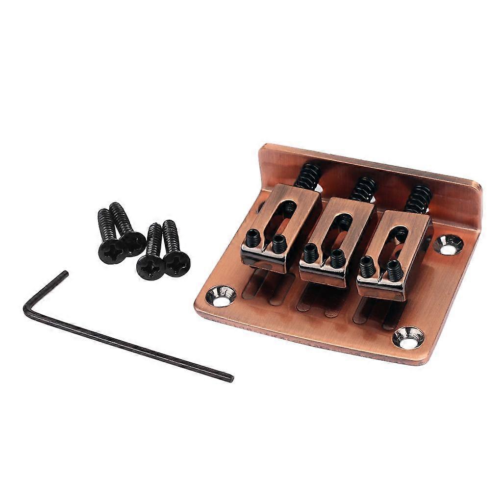 Adjustable 3 String Guitar Hardtail Bridge for Cigar Box Guitar Red Bronze