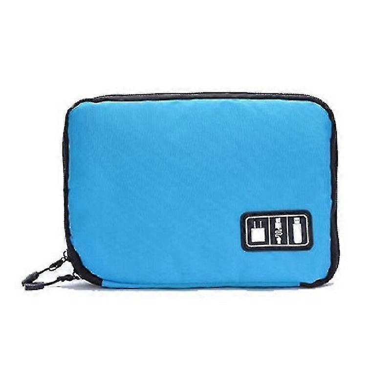 Large Electronics Accessories Organizer Earphone Cable Usb Flash Drives Digital Storage Pouch Data Bag Case (blue)