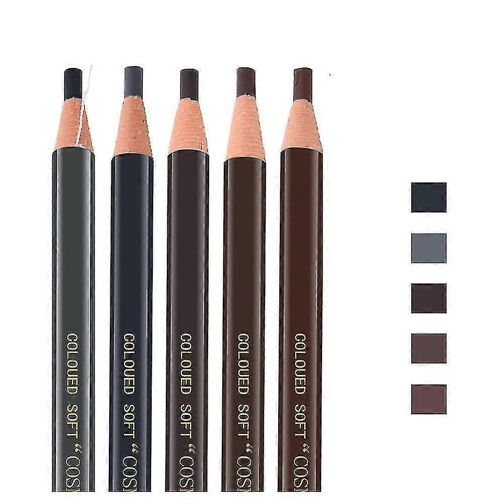 5pcs Microblading Lápiz impermeable Ceja Peel-off Lápiz Pull Cord, 5 colores