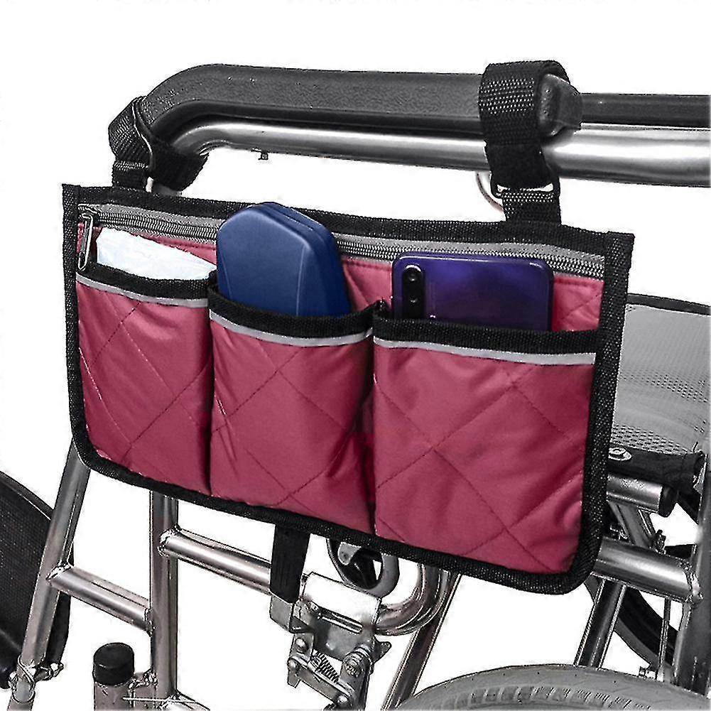 Wheelchair Side Bag Armrest Pouch Organizer Multi-pockets Storage Bag With A