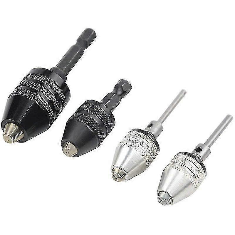 4PCS Drill Chuck Quick Change Adapter Mini 3-Jaw Drill Chuck Screwdriver Adapter Electric Drill Con