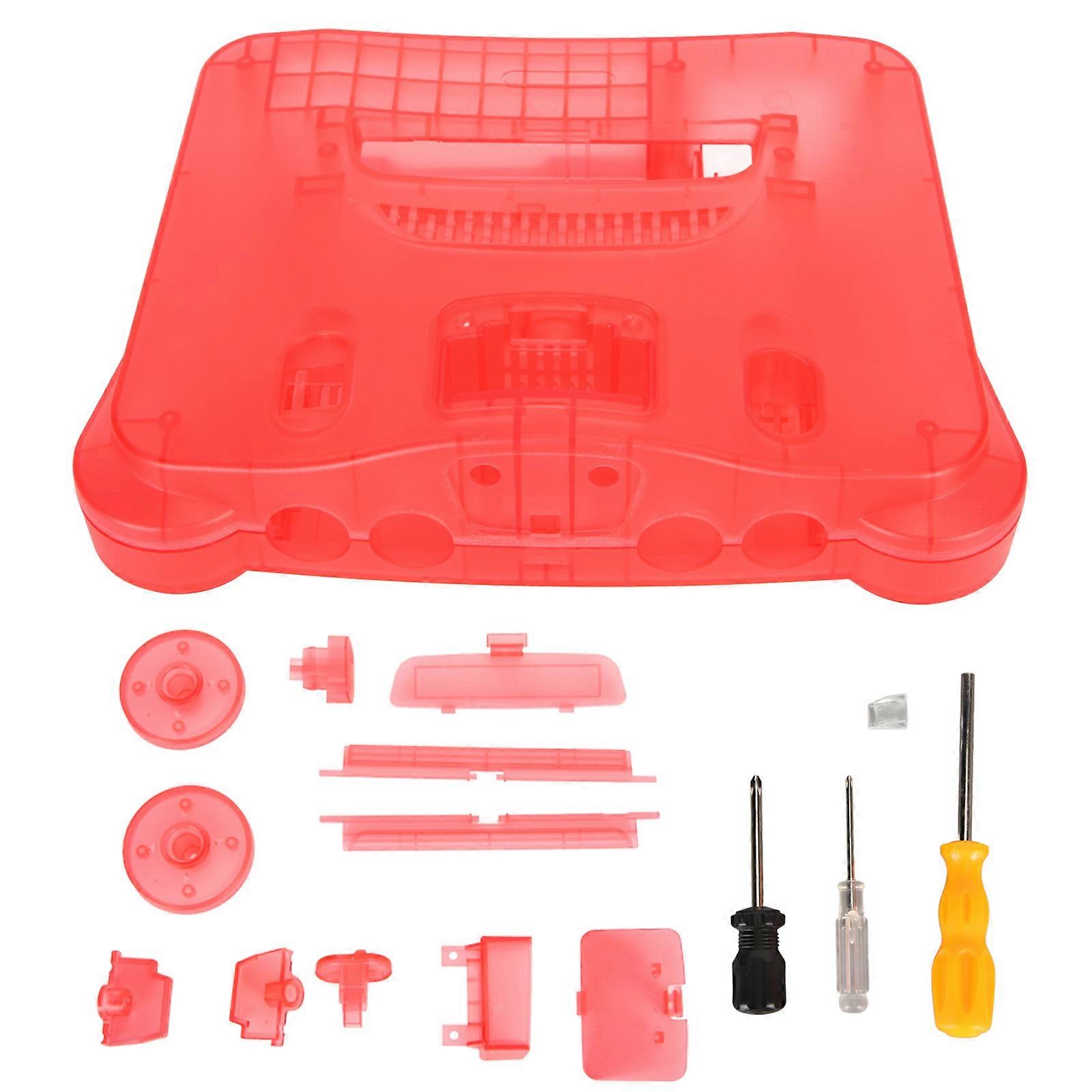 Retro Video Game Console Translucent Case Professional Dustproof Thickened Game Console Protective Shell for N64 Console Translucent Light Red