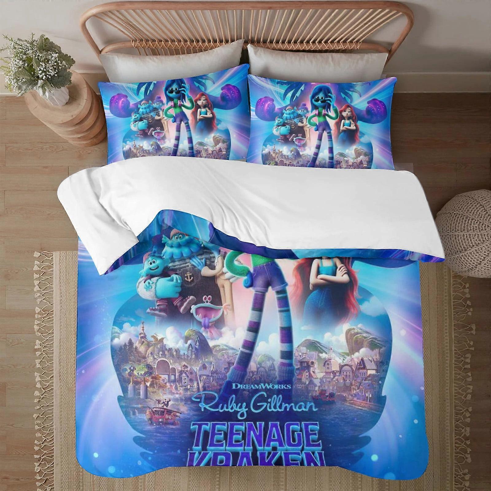 Bedding set BM226 Ruby Gillman Teenage Kraken Soft 3D Printed Duvet Cover Bedding Set Includes 2 Pillowcases and 1 Cover Machine Washable ZW226