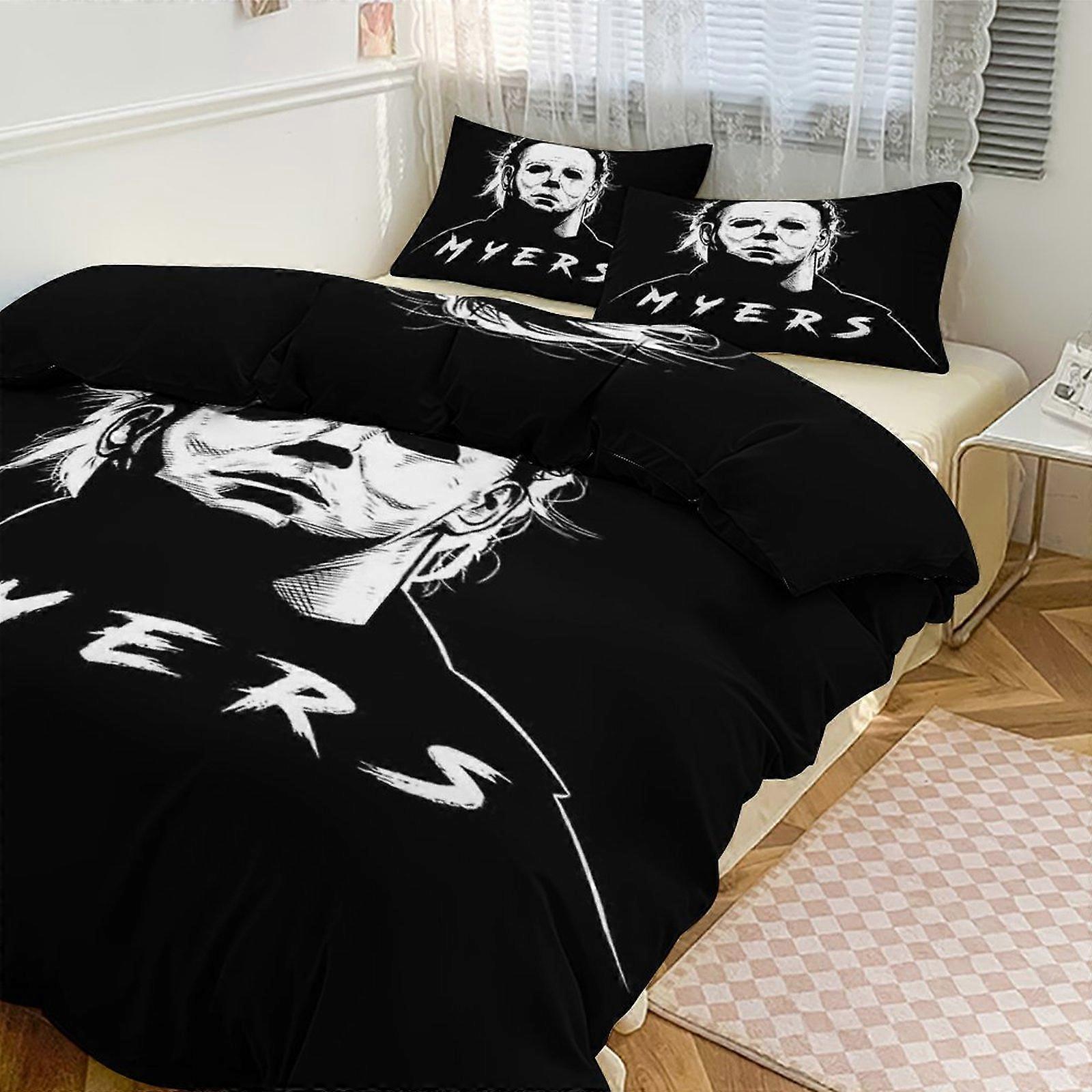 Bettwäsche-Set XU31 Michael Myers Print Bettwäsche-Set Muster Bettdecke Cove Set 3 Stück 1 Bettbezug und 2 Kissenbezüge für Frauen Männer Teenager PW31