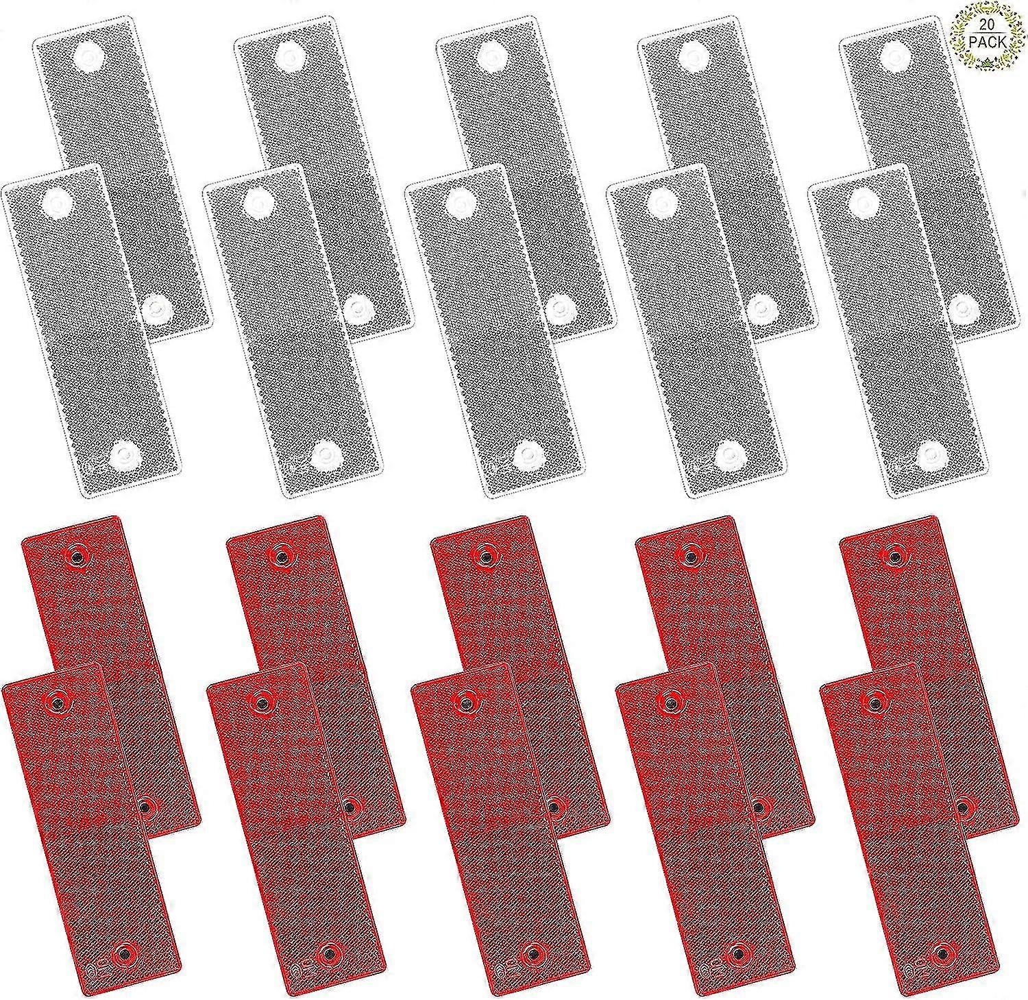 20pcs Car Reflector Sticker Self Adhesive Reflectors Stick-on Reflectors Rectangular Rear Reflector For Gate Posts Trailer
