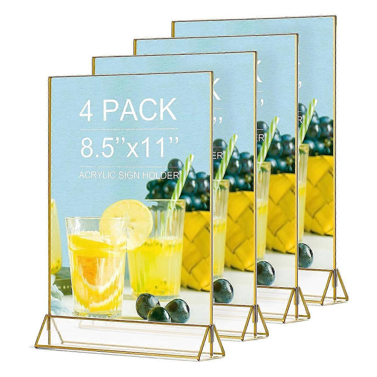 4Pack 8.5X11 Gold Picture Frame Acrylic Sign Holder, Wedding Signs Table Numbers Menu Holders