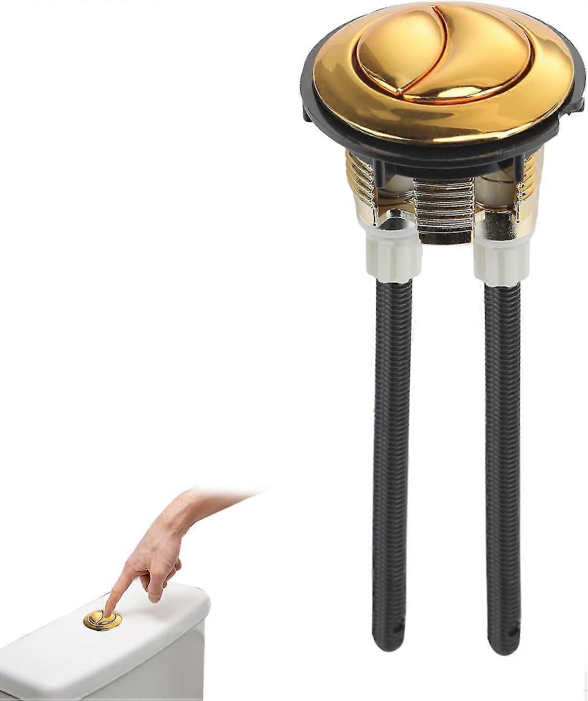 38mm Toilet Dual Flush Push Button,Universal Gold Cistern Toilet Flush Buttons Standard Replacement Part Accessories for Bathroom Toilet Water Tank Re