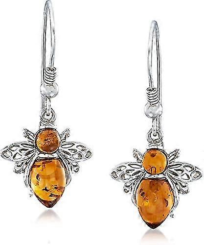Amber Bumblebee Earrings In Sterling Silver