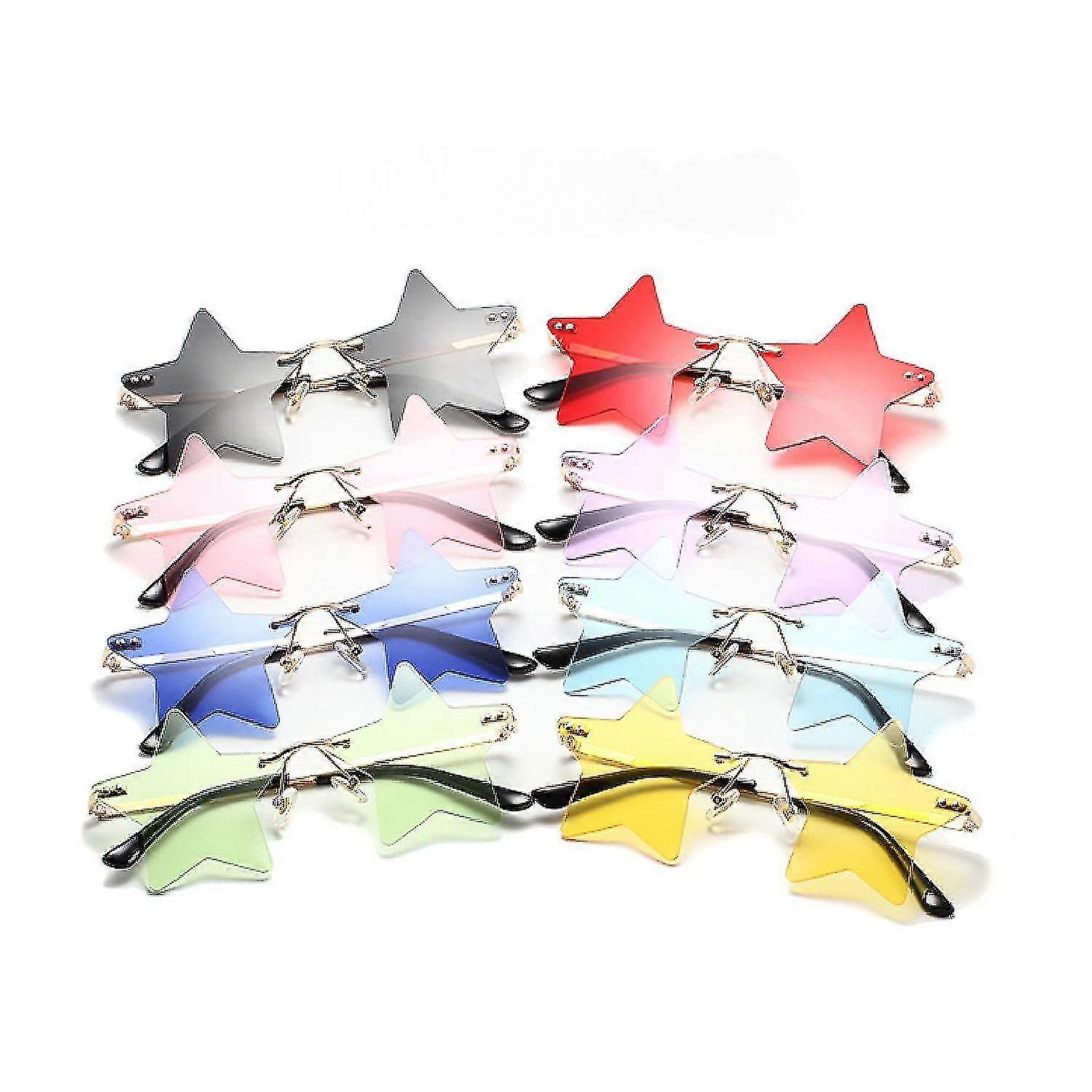 نظارات شمسية على شكل نجمة بدون إطار نظارات شمسية شخصية للنساء / الرجال نظارات للحفلات شخصية نظارات خماسية - gsla