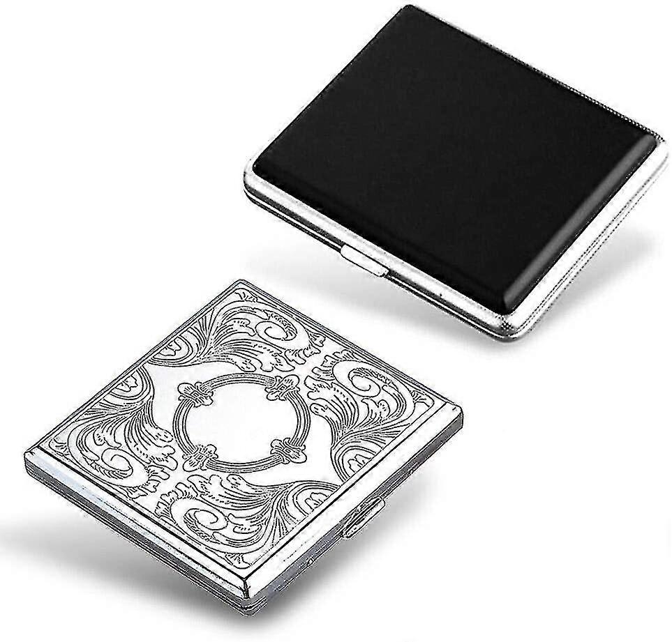 2 kappaletta nahkaa ja metallista savukekoteloa 20 savukkeelle