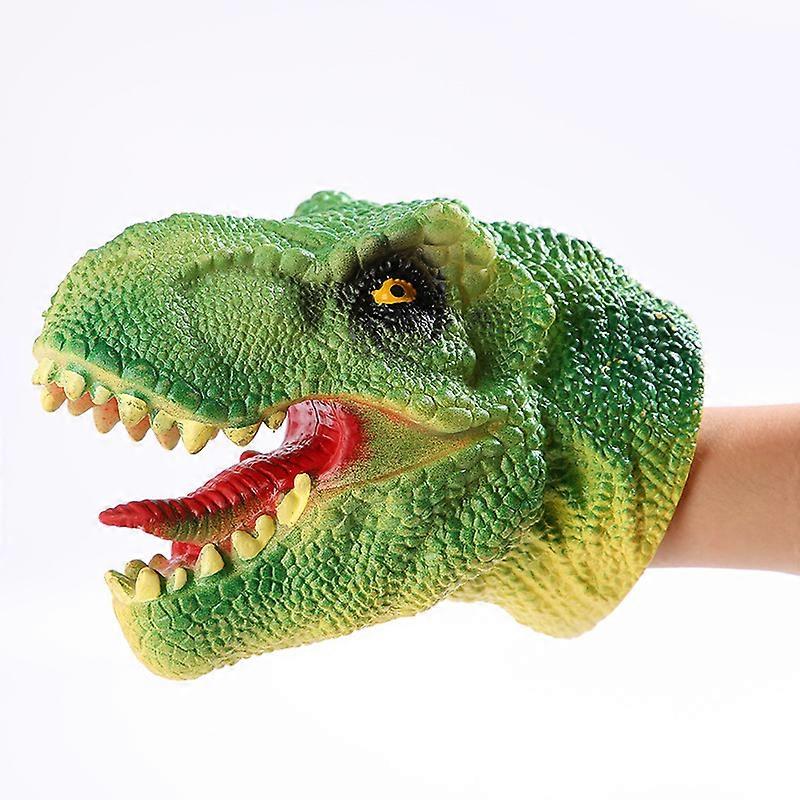 Dinosaur Hand Puppet Model Toy Velociraptor Head Hand Puppet Cosplay Puppet Toy(Tyrannosaurus Rex Green)