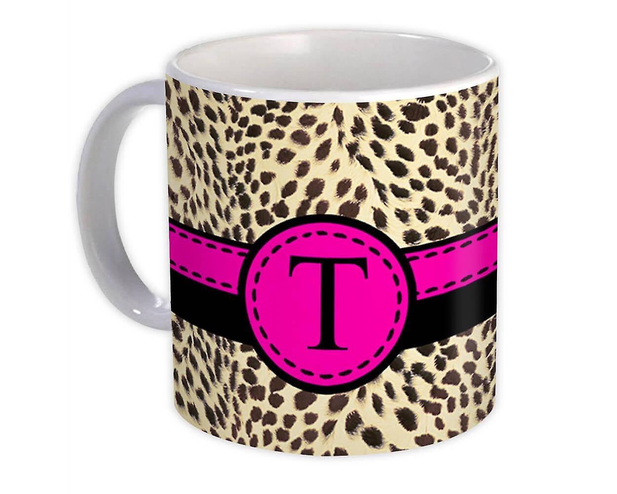 Presentmugg: Monogram Letter T Cheetah
