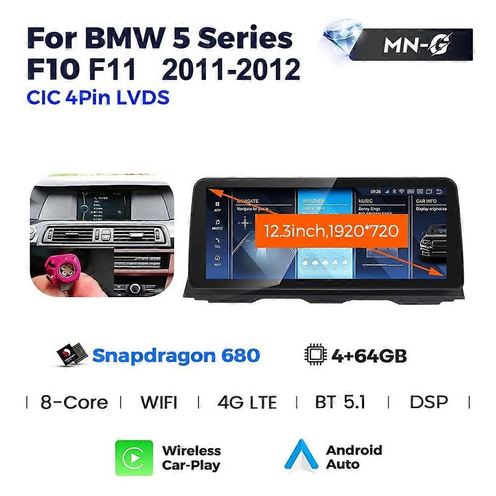 Navifly 12.3 Android 13 BMW 5シリーズF10 F11 2010-2016 CIC NBTワイヤレスCarplay自動ラジオGPSナビゲーションマルチメディアプレーヤー